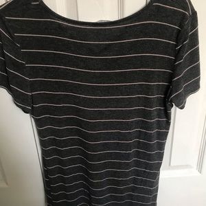 Short sleeve striped pink and grey